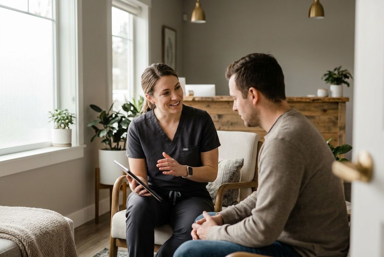 Chiropractor caring for a patient after a car accident in Troutdale, OR