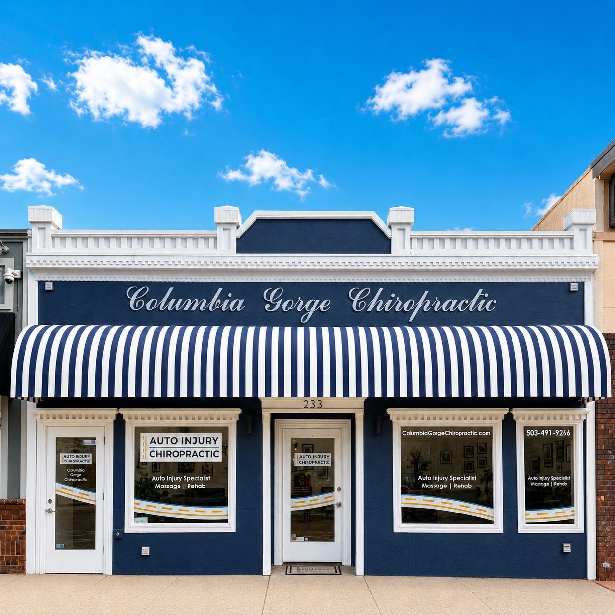 Auto Injury Chiropractic Troutdale storefront on the Historic Columbia River Highway