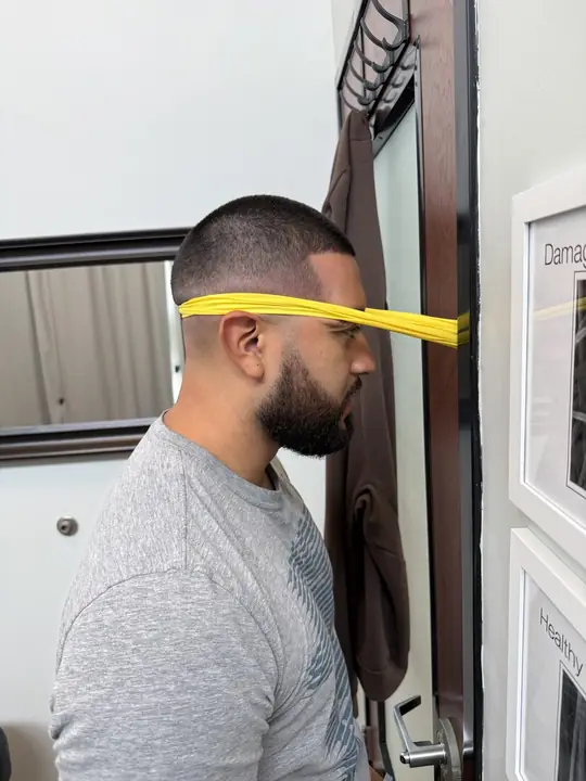 Band Neck Isometrics: Back of head push: setup