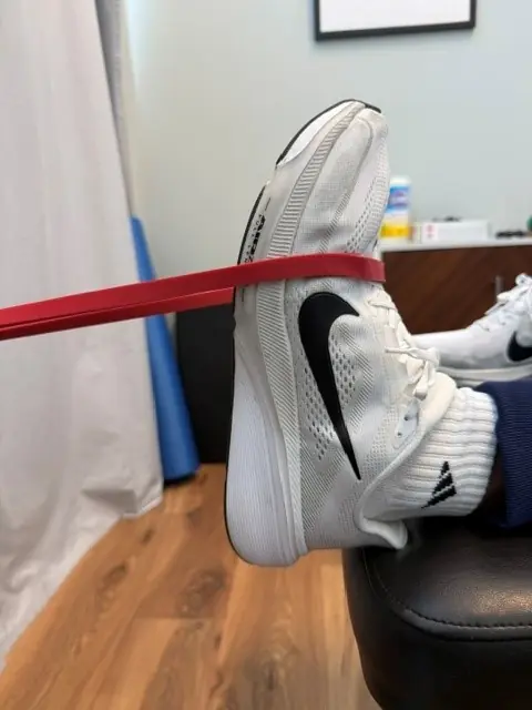 Band Ankle Dorsiflexion: Pulling the foot up against the band