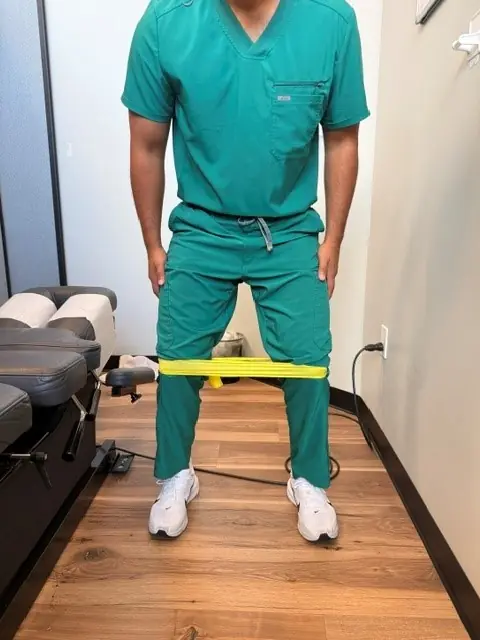 Banded Lateral Walk: Quarter-squat with band tension