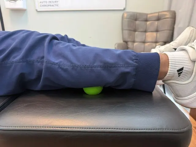 Calf Ball Release: Calf resting on the ball