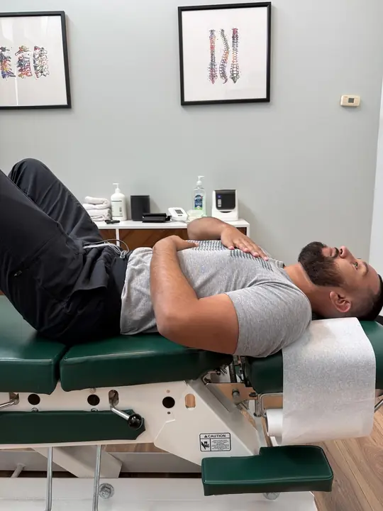 Diaphragmatic Breathing: Inhale: belly rises, hand rises with it