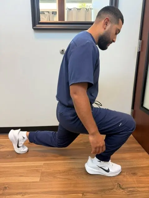 Forward Lunge: Bottom of the lunge: both knees bent