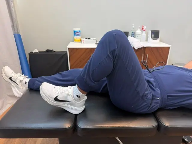 Heel Slides: Heel slides toward the buttock, knee bends