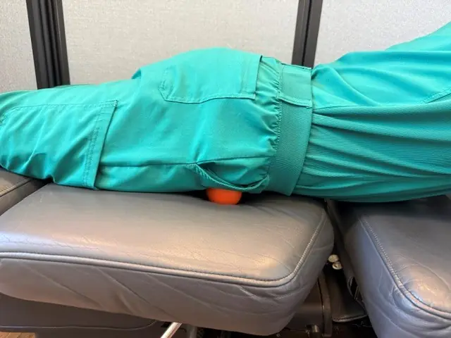 Hip Flexor Ball Release: Ball just inside the front hip bone