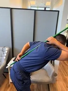 Hip Hinge: Hinge: hips push back, stick stays in contact