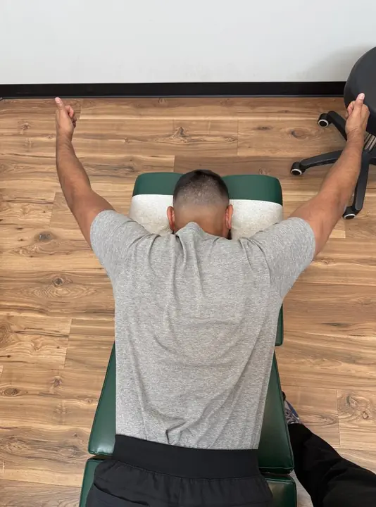 Prone Y, T, W and I Series: Y: arms straight up, thumbs up