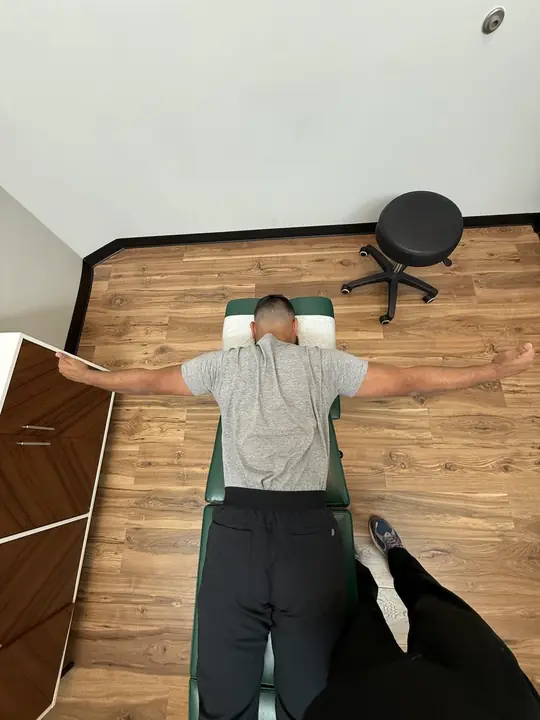 Prone Y, T, W and I Series: T: arms straight out to the sides, thumbs up