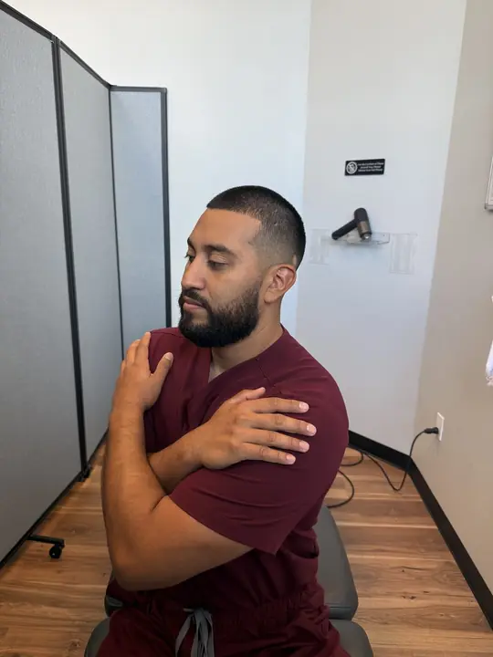 Seated Thoracic Rotation: Rotate left: same motion the other way