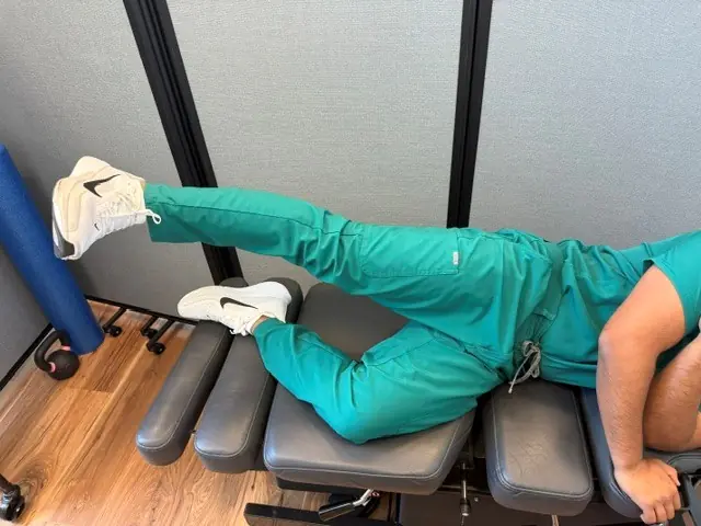 Side-Lying Hip Abduction: Top leg lifts